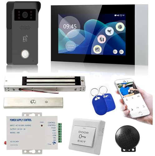 MENGQI-CONTROL Tuya smart kontor/hem trådlös WiFi dörrklocka kamera säkerhet video intercom för åtkomstkontrollsystem färg pekskärm telefon app fjärrkontroll öppen med lås/bultar/strömförsörjning
