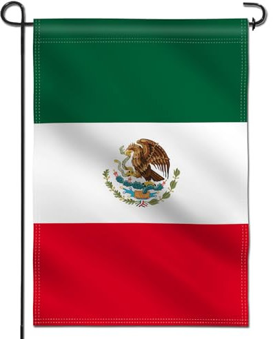 Anley Drapeau de jardin double face de qualité supérieure, Mexique MX, drapeaux de jardin décoratifs, drapeau mexicain pour la décoration de la maison – 45,7 x 31,8 cm