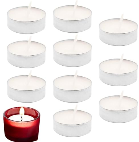 Vita icke-doftande votivljus, 10 votivljus, 10 votivljus, rökfria