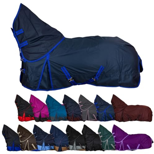 RL24 - Weidedecke Full Neck Basicline 600D Dunkelblau 125 cm | Polarfleecefutter – als Regendecke & Übergangsdecke – wasserdichte Outdoordecke mit Kreuzbegurtung – Pferdedecke