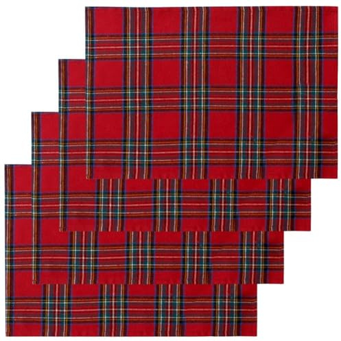 Lpitoy 4 Stück Servietten-Weihnachts-tischsets, Weiche Schottische Tartan-karo-stoffservietten, Dekorative Küchentischset, Festliche Dekoration