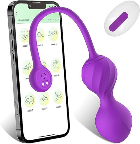PINTLE Mini Bullet-Vibratoren APP Fernbedienung mit 2 Beckenboden Kugeln 9 Vibrationsmodi Klitoris Nipple G-Punkt Mini Vibratoren Leise Vibro Ei Massagegerät Tragbarer Beckenbodentrainer für Frau