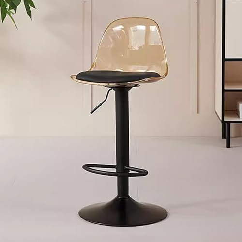 Moderner Barhocker mit Rückenlehnen, Acryl, höhenverstellbar, Barhocker für Küche, Esszimmer, Pub, Café, stilvolle Thekenhöhe, Barstühle mit 75 kg Tragkraft, Gold-Finish