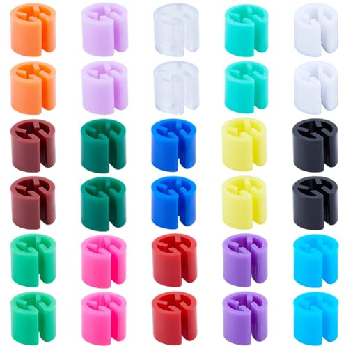 CRASPIRE 150Pcs 15 Colors Red Hanger Markers Clothing Hanger Size Markers Blank Plastic Small Column Black Colored Garment Tag Coding Clips for Wire Hangers Clothing Pants Number Hangers Accessories