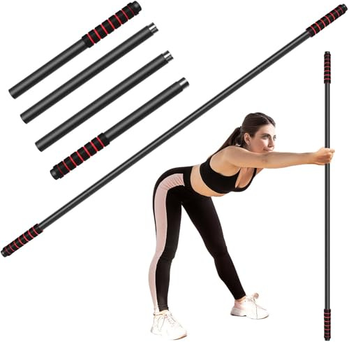 RACOC Yoga Stick Sturdy Steel, 5 Ft Adjustable Stretching Stick for Mobility, Flexibility and Balance, Versatile Exercise Stick with Non-Slip Ends and Foam Handles for Fitness, and Posture