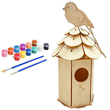Navna Bunt bemaltes Holzornament-Set für Kinder, Vogelhaus-Bastelarbeiten