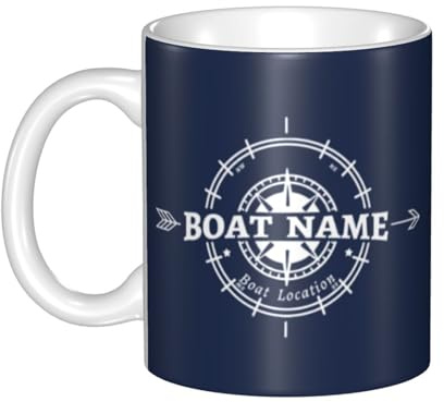 Personalisierte Nautische Ozean Thema Boot Kapitän Tasse, Benutzerdefinierte Segler Segel Yacht Boot Name Kompass Kaffeetasse, Nautische Boot Besitzer Boot Schiff Segel Tasse Geschenke