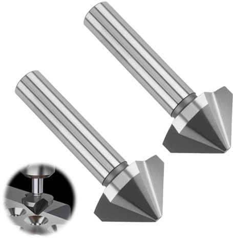 2PCS Countersink Drill Bit HSS 6542 90° 25mm Chamfer Cutter 3-Flute High-Speed Steel Positioning Drill Bit Compatible with Bosch DeWalt Makita Wood Metal Steel Stainless Steel Machine Tools