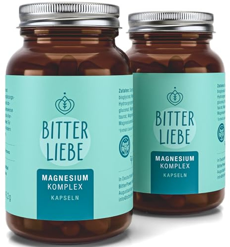 BitterLiebe - Magnesium Bisglycinat Kapseln hochdosiert - Magnesium Komplex mit Bisglycinat und Glycinat als Komplex als Tabletten - magnesiumbisglycinat und Magnesiumcitrat Kapseln