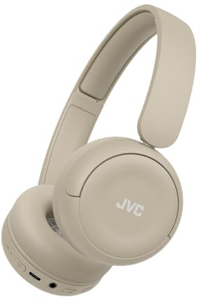 JVC Wireless Headphones with 50H Battery Life, Soft Cushions, Foldable Design, Bluetooth 5.3, Multipoint Connection, App EQ, Built-in Mic – Matte Beige - HAS59WC