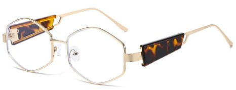 Long Keeper Mode Metall Blaulichtfilter Brille Damen Herren Retro hexagon Blaulicht Brille Augen Schutz Anti Blendung Brille Ohne StäRke UV400