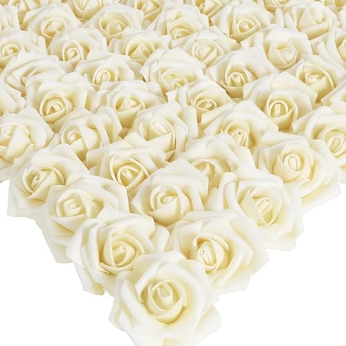 Rbleote 25 Stück Kunstrosen Künstliche Rosen Wie Echt 20cm Geeignet Für Bastelarbeiten Brautsträuße Und Dekorationen Cremeweiß