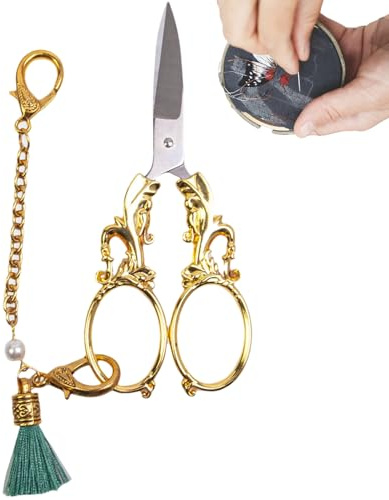 Vintage sax - sysax, trådsax, vass kedja för stickning, virkning, klassiska broderisaxar, hållbar liten metallkedja, trådsax, verktyg d