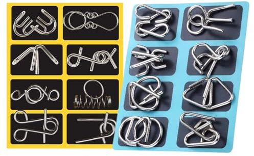 Mental de Alambre Juguete Educativo para Desafiar la Inteligencia | 16 Piezas De Puzzles De Alambre Metálico Desafiantes para Casa Oficina Viaje y Regalos para Todas las Edades