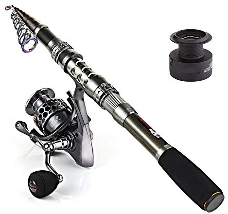 Sougayilang Angel- und Rollen-Kombination, tragbar, Teleskopangel, Stationärrolle, für Reisen/Salzwasser/Süßwasser-Angeln, 3.3M/10.8FT Rod+XY5000 Reel