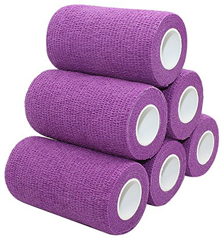 STpro Selbstklebender Verband Tape Fixierverband Selbsthaftende Bandage 7,5cm x 6 Stück Violett Tape Haftbandage Cohesive Bandagen Pferd Selbstklebende Binden Verband Elastischer Verbände Kohäsiv