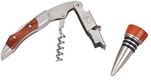 Le Creuset Kellnerkorkenzieher und Verschluss - Geschenkset, GS 190, Kunststoff, Holz, 59814012209561