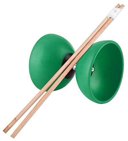 Bnineteenteam Diabolo kinesiska Yoyo Diabolo leksak med färgade Diablolo-pinnar för superlånga fotograferingstider och professionell Diabolo. (Grön) Andra utomhusleksaker för barn
