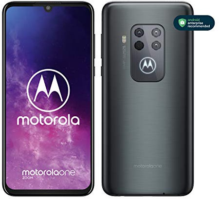Motorola One Zoom Smartphone débloquée avec Alexa Hands-Free (Ecran FHD+ 6,4 Pouces, 4 Go RAM, 128 Go ROM, Double Nano SIM, Android 9.0, Quadruple Camera) Gris électrique [Exclusivité Amazon]