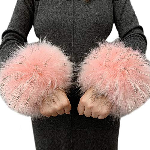Asudaro Winter Warme Wrist Band Cuffs Wärmer Handschuhe Fell Pelz Stulpen Armstulpen Manschetten Fellstulpen Pulswärmer Faux Pulswärmer Manschetten für Damen Mädchen