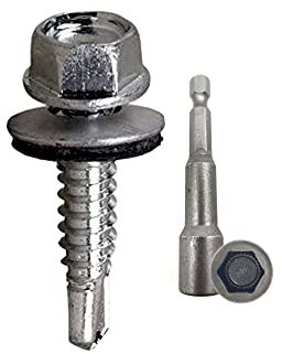 DOJA Industrial | Tornillos Autotaladrantes 4,8x19 + Vaso Taladro M8 | PACK 100 de Tornillo Autoperforante Autorroscante Hexagonal + 1 Llave de Vaso Torx | Para Chapas Metalicas, Tejado, Aluminio.