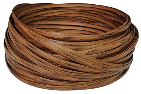 Feyart Bande de rotin PE Marron 8 mm x 65 m pour réparation de Meubles en rotin extérieur, Grain de Bois et Osier en Plastique pour Restauration de Meubles de terrasse