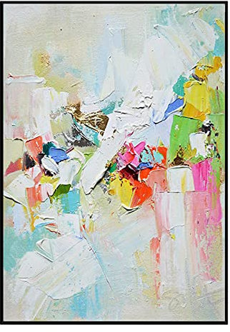 tymhrs Ölgemälde Handgemalt,Handgemaltes Ölgemälde,Abstrakte Messerpalette Orange Gelb Weiß Grün Ölgemälde Auf Leinwand,Nordische Moderne Wandbilder,Wohnkultur Für Wohnzimmer,Schlafzimmer