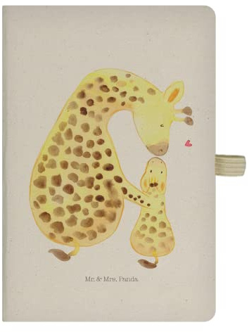 Mr. & Mrs. Panda DIN A5 Baumwoll Notizbuch Giraffe Kind - Geschenk, Tochter, Adressbuch, Eintragebuch, Notizen, Notizblock, Notizheft, Schreibheft,