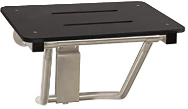 24 x 15 Black Folding Wall Mount Shower Seat Bench, ADA Compliant