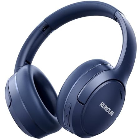 RUNOLIM Hybrid Active Noise Cancelling Headphones, Wireless Over Ear Bluetooth Headphones with Microphone, 65H Playtime, Foldable Wireless Headphones with HiFi Audio, Deep Bass for Home Travel Office