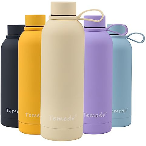 Temede Bouteille d'eau en acier inoxydable de 350 ml, sans BPA, à double paroi isotherme sous vide, étanche, réutilisable pour boissons froides et chaudes, gourde de sport idéale pour hommes, femmes