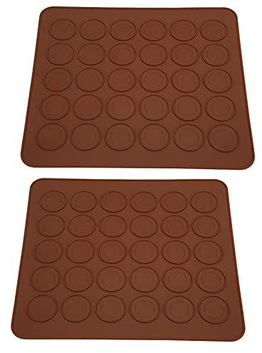 VIFERR 2 Pezzi Tappetino da Forno per Macaron, 30 Fori Stampi in Silicone Macarons Stampo Antiaderente in Silicone per Utensili da Cucina per Macaron Cupcake Dessert