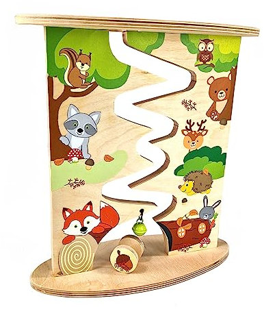 Rudolphs Schatzkiste Rollbahn Waldmotive bunt BxHxT 24,5x26,5x10cm NEU Babyspielzeug Holzspielzeug Holzfahrzeug Holztruck Spielzeug Strategiespiel Geschicklichkeitsspiel Geduldsspiel Holzgestaltung