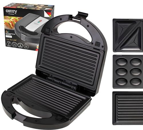 CAMRY Dispositivo multifunzione 3 in 1, tostapane per sandwich, griglia a contatto, Oreschki Maker, Noci Maker, Potenza 1000 W, rivestimento antiaderente per una facile pulizia senza bruciare