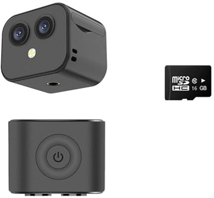 KOZWAY Caméra d'action Mini caméra 4K sans Fil WiFi Micro Double caméra de Surveillance IP Hotspot Vision Nocturne Moniteur de Sport à Domicile Intelligent Batterie intégrée (Color : Camera add 16G)