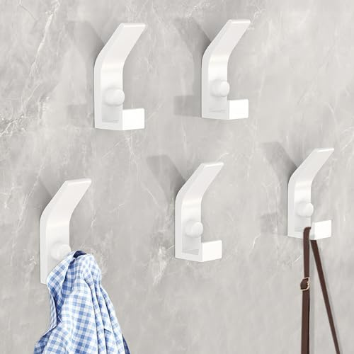 Gerhannery 5 Pièces Crochets, Double Porte Serviette avec Vis, Moderne Patere Porte Manteau Mural, Porte Chapeau Crochet Support mural, Patère Murale Deco Crochets pour Entrée Salle de Bain Chambre