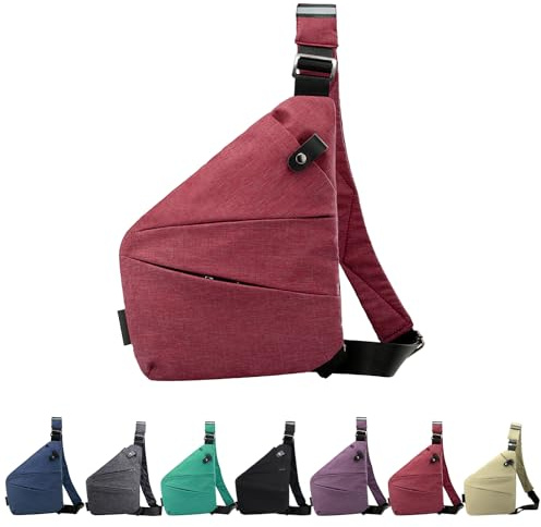 GDOKKNY Stöldskydd crossbody väska för kvinnor personlig flex resväska stöldsäker axelremsväska slunga bröstväska för män (svart), Röd, Medium