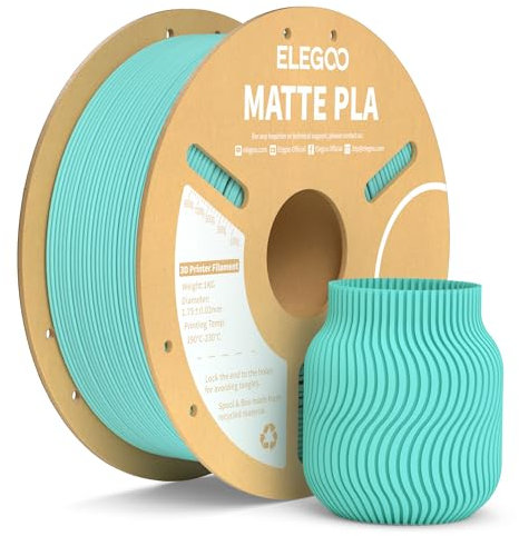 ELEGOO Matte PLA Filament Matte Türkisgrün 1KG, 1.75mm 3D Drucker Filament Maßgenauigkeit +/- 0.02mm, 1kg Kartonspule (2.2lbs) für die Meisten 3D Printer
