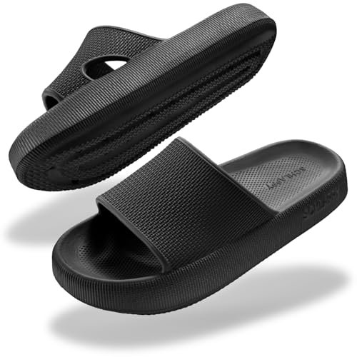 SCHLAPPY™ Original Badeschuhe für Damen&Herren, Badelatschen&Wolkenschuhe 100% Plastikfrei, Wasserfest&rutschfest (Schwarz, EU Schuhgrößensystem, Erwachsene, Numerisch (von/bis), M, 44, 45)