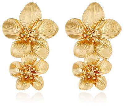 Aidenn Blumen Ohrringe Groß,Blume Tropfen Ohrringe Boho Statement Flower Earrings Hypoallergene Modeschmuck für Damen