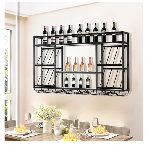 Flaschenhalter Wand, Weinhalter Wand, Flaschen Regal, Weinaufbewahrung Display Rack, Weinhalter Zum Aufhängen, Weinflaschenhalter Wand, Bar Regal Wand, Barregal, Flaschenregal, Weinglashalter Hängend(
