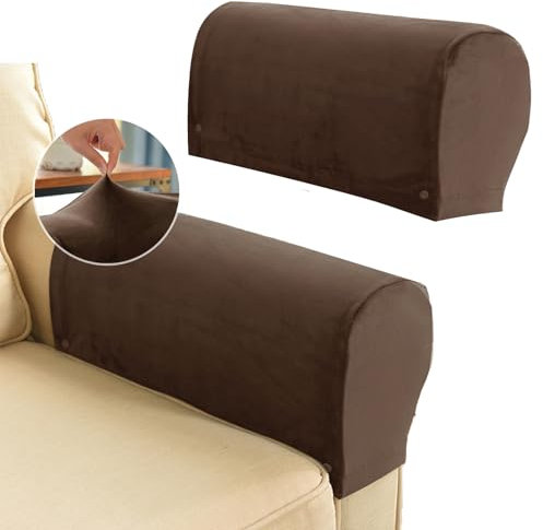QSZTJJ Funda Reposabrazos,Funda para Reposabrazos de Sofá, Fundas de Reposabrazos Suaves Antideslizantes para Sillones Muebles Sofá Sofá Protector de Brazo (2PCS/Set,Cafe Oscuro)