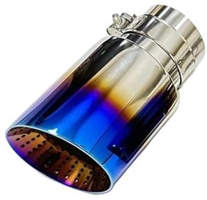 EKEGUY Tuyau d'Échappement 1 Pièces Pièces Tuyau D'échappement Silencieux Gorge Queue Acier Inoxydable Nid Bleu Rôti Bouche Trompette Grand Diamètre Tuyaux Queue de Voiture(60mm-89mm)
