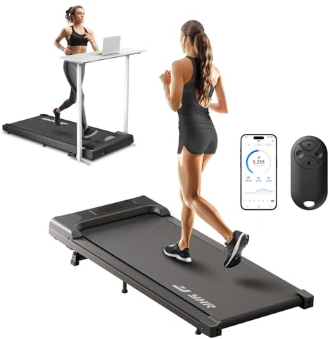Uni-chic Elektrisches Laufband, 4 in 1, mit App und Fernbedienung, kompaktes Laufband, neigbar, leise, Walking Pad, 2,5 PS, für Büro und Zuhause, schwarz