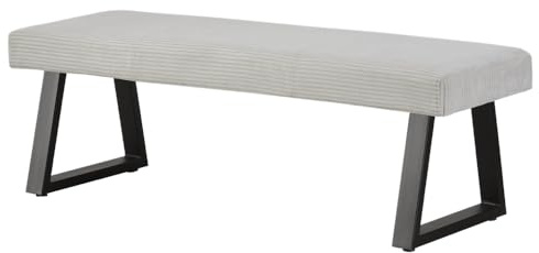 B&D home Sitzbank Dolce | gepolsterte Esszimmerbank 140 cm Polsterbank für Esszimmer, Garderobe, Küche | Industrial modern Design | Hellgrau, 11304-140-LIGR