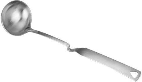 Cabilock Cuchara Inoxidable Para Olla Caliente Cuchara Sopera Grande Mango Curvado Para Hogar y Restaurante