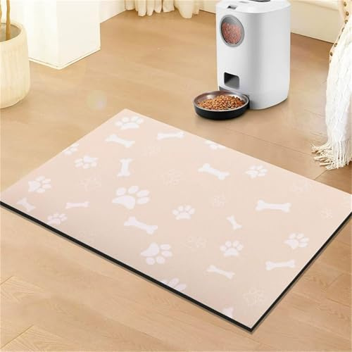 DOTBUY-SHOP Futtermatte Hund Saugfähig, Futterunterlage Katzen Haustier mit rutschfest Gummiunterseite Schnelltrocknend Futternapf Katzennapf Unterlage Napfunterlage (Beige C,40x60cm)