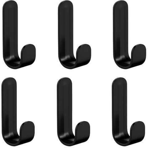 BHIPKOT 6 Pezzi Ganci Adesivi da Parete, Porta Asciugamani, Senza Forare, per Bagno e Cucina (Nero)