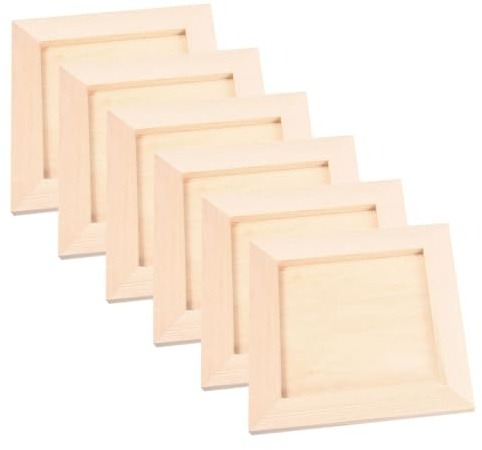 LIFKOME Cornici Facili e Sicure 10x10 in Legno, 6 Pezzi, Portafoto da Decorare per Bambini per Progetti Artistici, e Attività Fai da Te