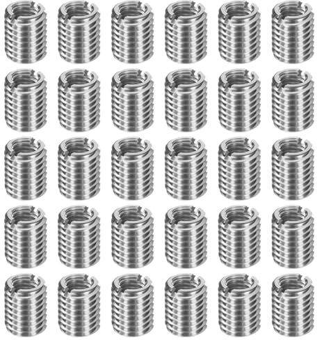 sourcing map Lot de 30 inserts filetés en acier inoxydable M12 x 1,75 mâle vers M8 x 1,25 femelle, adaptateurs de filetage de 15 mm de long, manchon réducteur, vis de réparation pour bois dur et